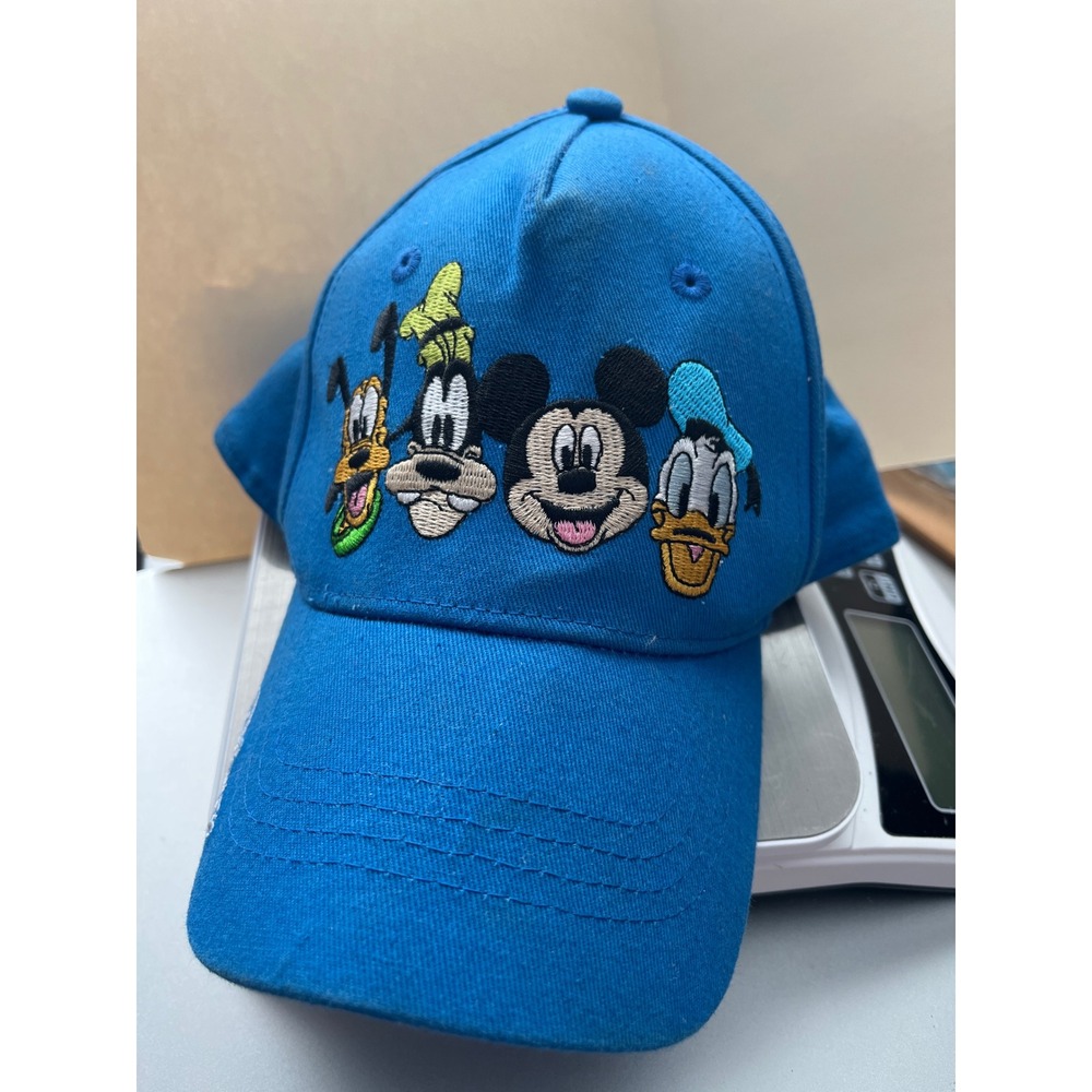 Disney Parks Mickey Mouse Donald Goofy Pluto Blue Embroidered Baseball Hat Cap